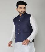ANAN Men's Navy Blue Cotton Blend Modi Jacket 