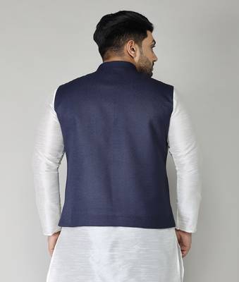 ANAN Men's Navy Blue Cotton Blend Modi Jacket  2