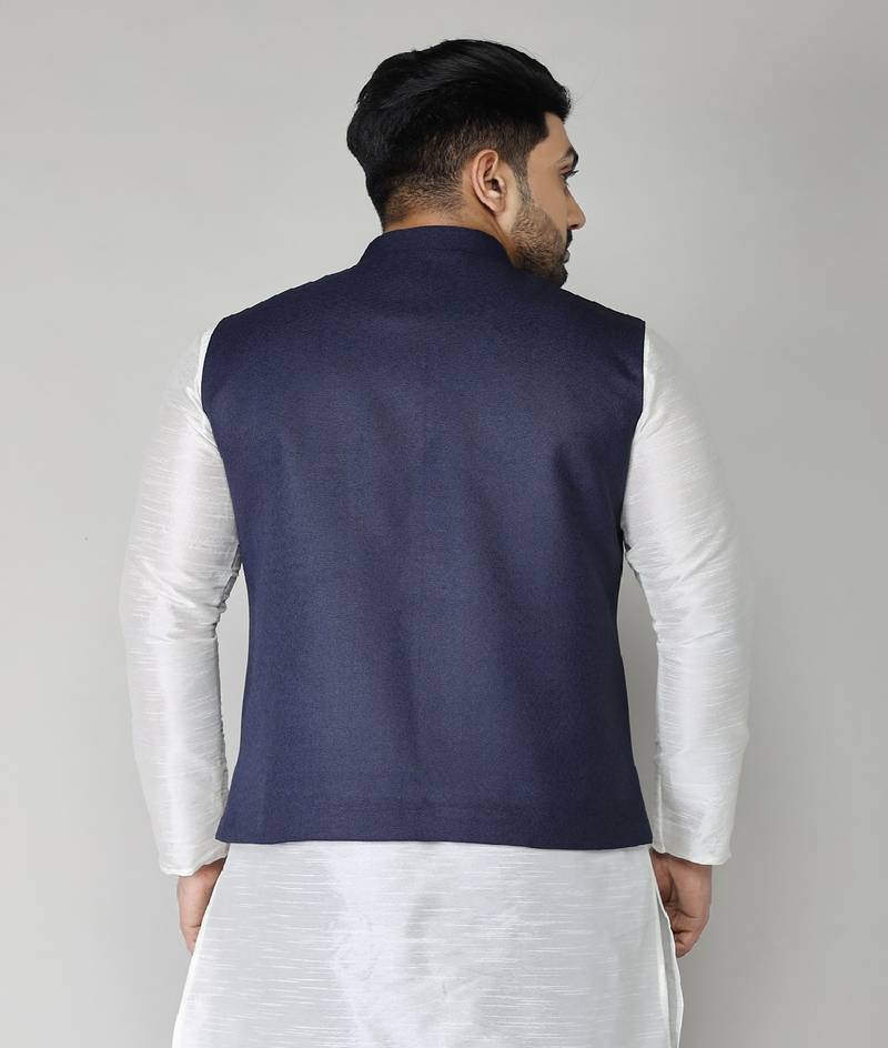 ANAN Men's Navy Blue Cotton Blend Modi Jacket 
