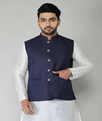 ANAN Men's Navy Blue Cotton Blend Modi Jacket  3