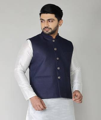 ANAN Men's Navy Blue Cotton Blend Modi Jacket  4
