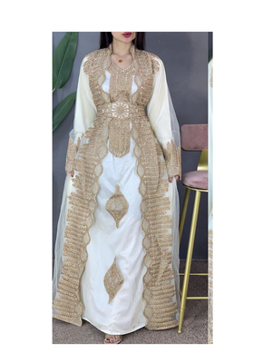 Sale Net !! Royal Dubai Beaded Kaftan Abaya Party Fancy African Clothing Crystal Fancy Work New Collection Dress 1