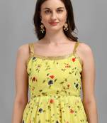 Lemon digital print georgette Kurta Pant With Dupatta