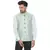 Green printed pure banarasi nehru-jacket
