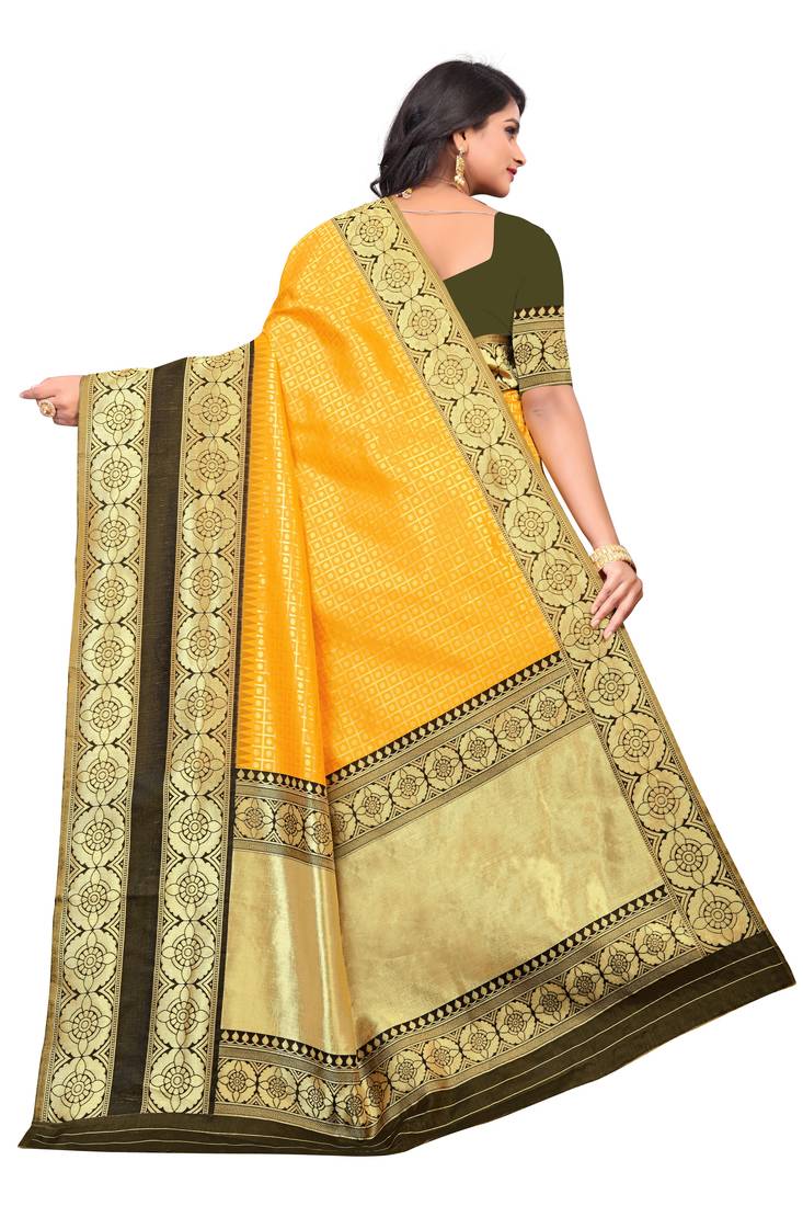 Yellow Silk Blend Sarees With Blouse