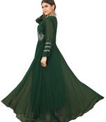 Green embroidered georgette long-kurtis