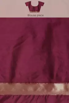 Red Woven Silk Blend Saree With Blouse
