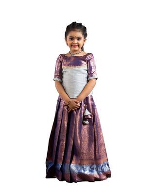 Shivangi Girls Purple Champangi Pattu Pavadai | Langa 1