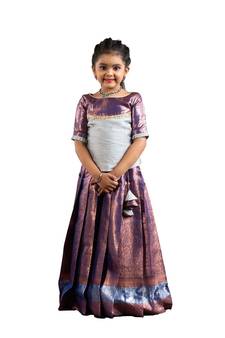 Shivangi Girls Purple Champangi Pattu Pavadai | Langa