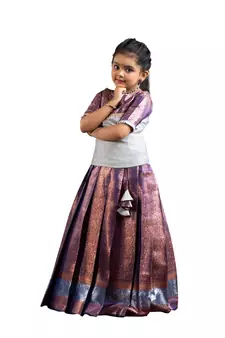 Shivangi Girls Purple Champangi Pattu Pavadai | Langa