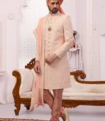 Pink embroidered art silk sherwani