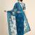 Navy blue embroidered net saree with blouse