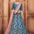 TURQUOISE THREAD AND SEQUINS EMBROIDERED ART SILK FESTIVE BRIDAL WEDDING & PARTY WEAR SEMI STITCHED LEHENGA CHOLI
