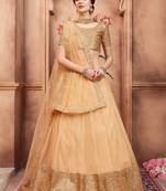 BEIGE DORI AND SEQUINS EMBROIDERED SEMI STITCHED NETFESTIVE BRIDAL WEDDING & PARTY WEAR  LEHENGA CHOLI