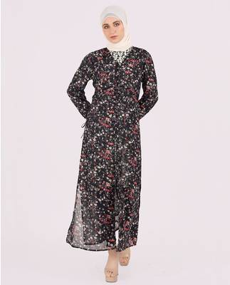 Black plain chiffon abaya 2