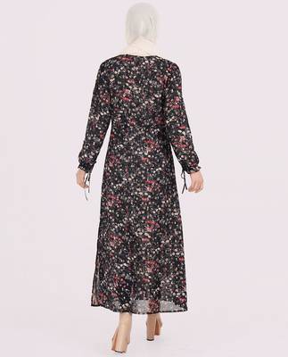 Black plain chiffon abaya 3