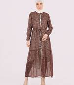 Brown plain chiffon abaya
