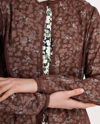 Brown plain chiffon abaya 2