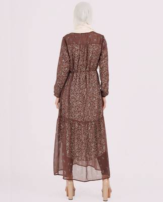 Brown plain chiffon abaya 3
