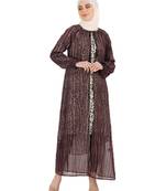 Brown plain chiffon abaya