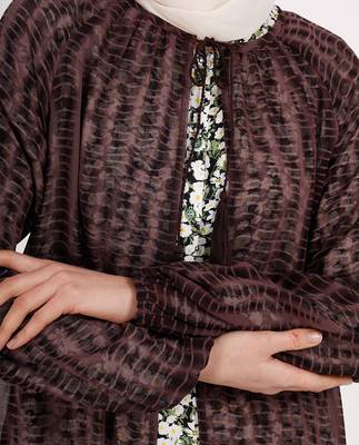 Brown plain chiffon abaya 2