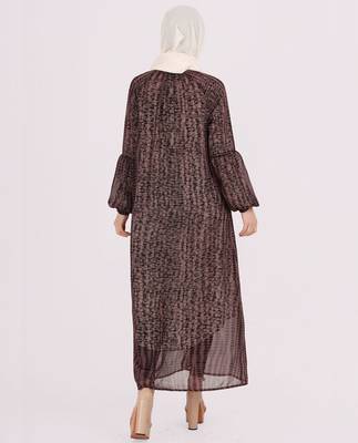 Brown plain chiffon abaya 3