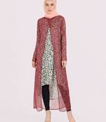 Red plain chiffon abaya