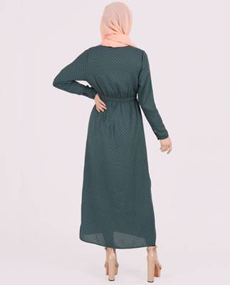 Green plain chiffon abaya 2