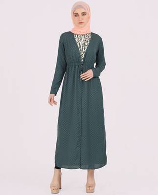 Green plain chiffon abaya 1