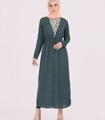 Green plain chiffon abaya