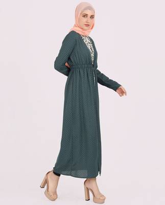 Green plain chiffon abaya 3