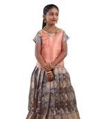 Shivangi  Kids Grey Chanderi Floral Tree Pattu Pavadai Set | lehenga !!!