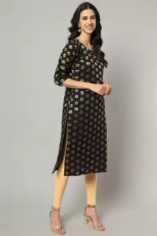 Black jacquard cotton silk Kurta Pant With Dupatta