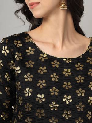 Black jacquard cotton silk Kurta Pant With Dupatta 3