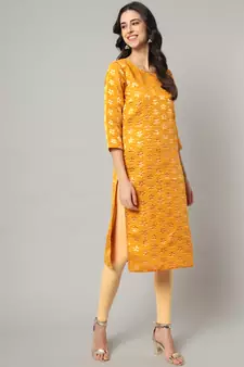 Mustard jacquard cotton silk Kurta Pant With Dupatta