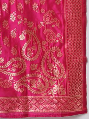 Mustard jacquard cotton silk Kurta Pant With Dupatta 4