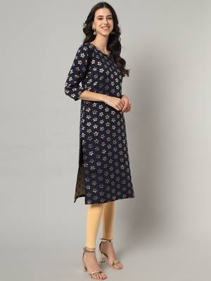 Navy-blue jacquard cotton silk Kurta Pant With Dupatta 2