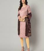 Light-pink jacquard cotton silk Kurta Pant With Dupatta
