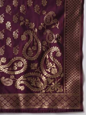 Light-pink jacquard cotton silk Kurta Pant With Dupatta 4