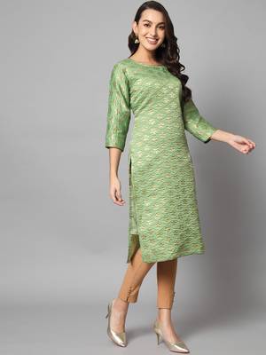 Light-green jacquard cotton silk Kurta Pant With Dupatta 2