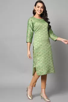 Light-green jacquard cotton silk Kurta Pant With Dupatta
