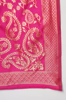 Light-green jacquard cotton silk Kurta Pant With Dupatta