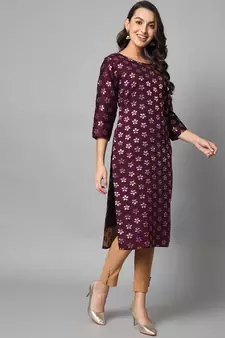 Purple jacquard cotton silk Kurta Pant With Dupatta