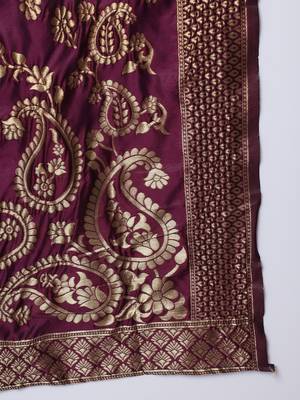 Purple jacquard cotton silk Kurta Pant With Dupatta 4
