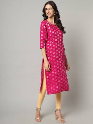 Rani-pink jacquard cotton silk Kurta Pant With Dupatta 2