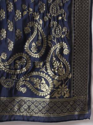 Rani-pink jacquard cotton silk Kurta Pant With Dupatta 4