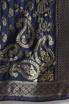 Rani-pink jacquard cotton silk Kurta Pant With Dupatta