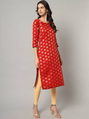 Red jacquard cotton silk Kurta Pant With Dupatta 2