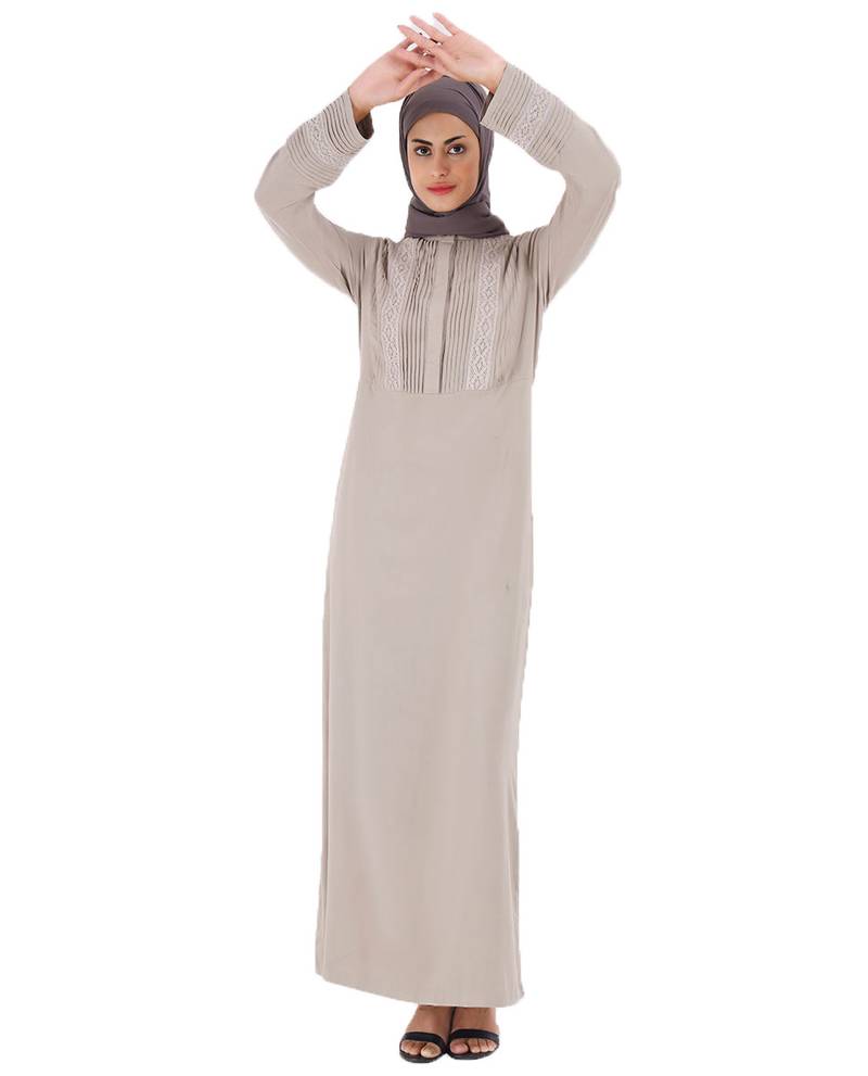 Silk Route | Dusty Brown Pleated Abaya | Length 58