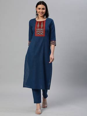 Blue printed cotton cotton-kurtis 1